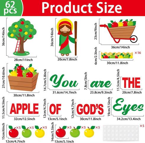 gisgfim Christian Jesus Bulletin Board Decoration Set Religious Apple Borders Cutouts Welcome back to school Decor Sunday School Classroom Door Pa...