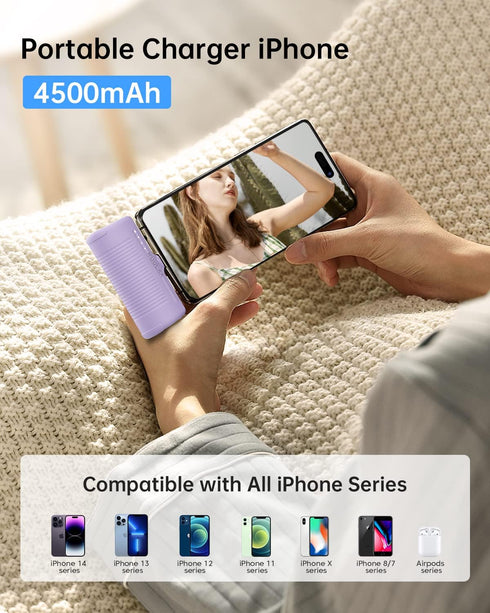 Kuulaa Portable Phone Charger Portable Charger iPhone 4500mAh Mini Power Bank for iPhone Cute Battery Pack Backup Charger Travel Compatible with i...