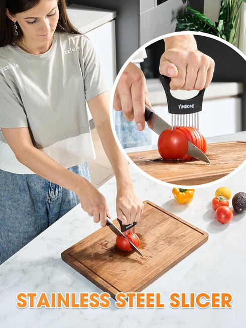 Onion Slicer, YUNHOME Stainless Steel Onion Cutter for Slicing and Storage Onions, Tomato, Eggs, Fruit and Vegetables, Home Essentials & Kitchen G...