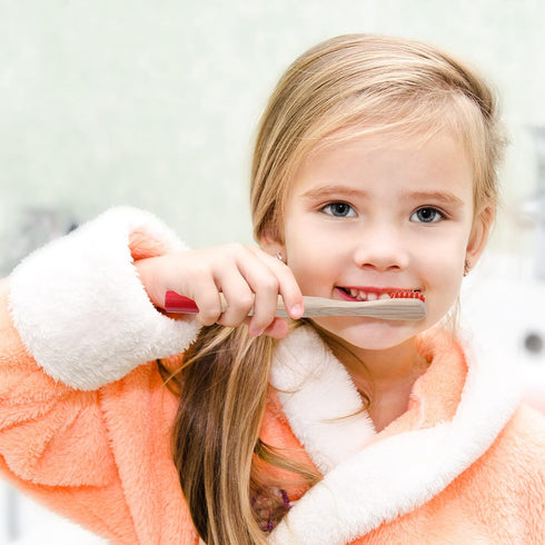 24 Pcs Kids Bamboo Toothbrushes Soft Bristle Toddler Toothbrush BPA Free Wooden Travel Toothbrushes for Kids Children Home Travel School, 5.7 Inch...