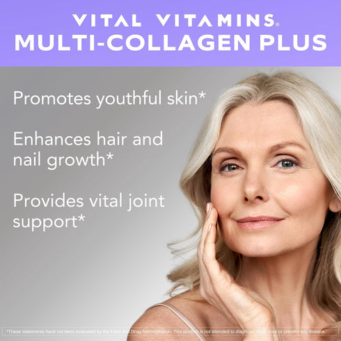 Vital Vitamins Multi Collagen Plus - Biotin, Hyaluronic Acid, Vitamin C - Collagen for Women & Men - Hair Growth Support Supplement - Skin, Nails ...