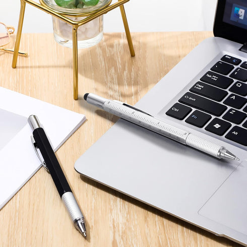 40 Pieces 6 in 1 Ballpoint Pen Multi-function Screwdriver Pen Multi-tool Pen with Ruler Level Gauge and 40 Pieces Black Ink Refills...