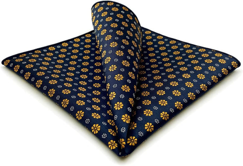 S&W SHLAX&WING Classic Handkerchief for Men Blue Orange Flower Pocket Square 12.6"...