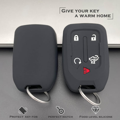 TANDRIVE 2PCS Silicone Smart Key Fob Case Cover for 2023 2022 2021 2020 2019 Chevy Silverado and GMC Sierra 1500 2500HD 3500HD, Remote Protector A...