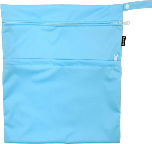 Damero 2 Pack Travel Wet Dry Bag Organizer with 2 Pockets and Handle for Cloth Diaper, Baby Clothes, Pumping Parts, Swimsuit and More, Cute and Sp...