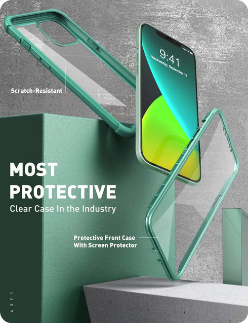 i-Blason Ares Case for iPhone 12, iPhone 12 Pro 6.1 Inch (2020 Release), Dual Layer Rugged Clear Bumper Case with Built-in Screen Protector(MintGr...