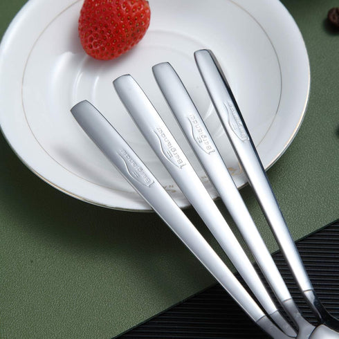 Berglander Dinnerware Set of 6, Stainless Steel Soup Spoons, Modern Table Spoon Set, Dishwasher Safe...