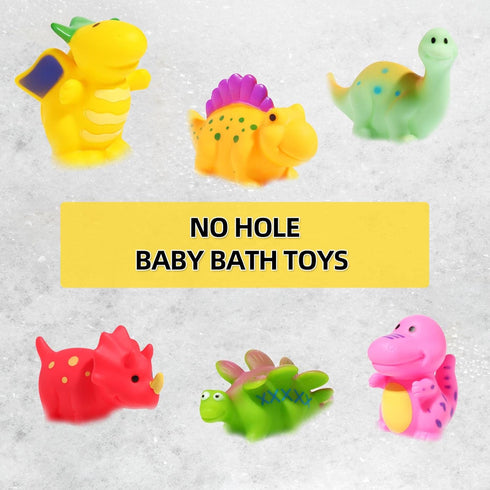 Bath Toys for Toddlers 1-3,6 Pcs No Hole Dinosaur Bathtub Toys for Infants 6-12-18 Months,Bath Toys Shower Toys Swimming Pool Toys for 1 -5 Year O...