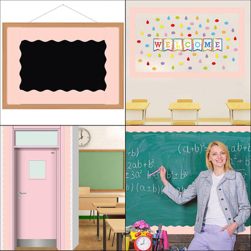 Blush Bulletin Board Border Pink Scalloped Border Trim for Classroom 52ft One Roll...