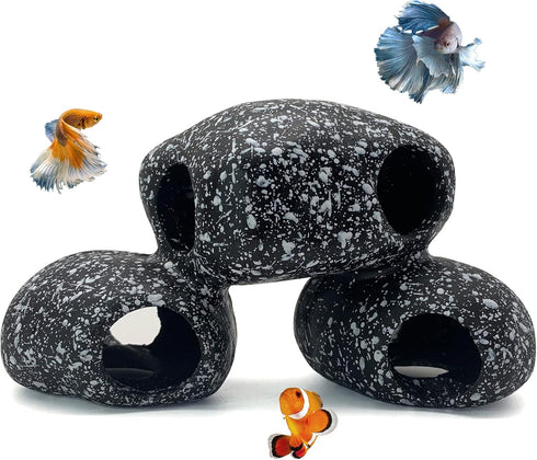 Hamiledyi Cichlid Rock Cave Betta Hideout Resin Aquarium Decoration Caves Small Fish Shelter Stone Hideaway Resin Fish Tank Accessories Ornaments ...