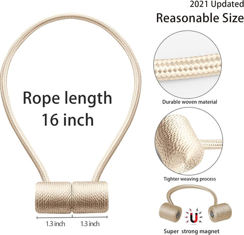 Curtain Tiebacks Clips VS Strong Magnetic Tie Band Home Office Decorative Drapes Weave Holdbacks Holders European for Blackout Sheer Window Treatm...