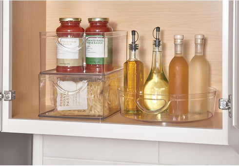 iDesign Recycled Plastic Cabinet and Pantry Storage Bin with Integrated Handles – 10” x 8” x 5”, Clear Bin...