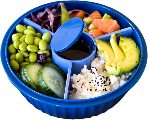 Yumbox® Poke Bowl, Leakproof Salad Bowl with lid, Removable 3-Section Divider, 4.2 Cups Volume, Easy-Open Triple Latches; removable and built-in t...