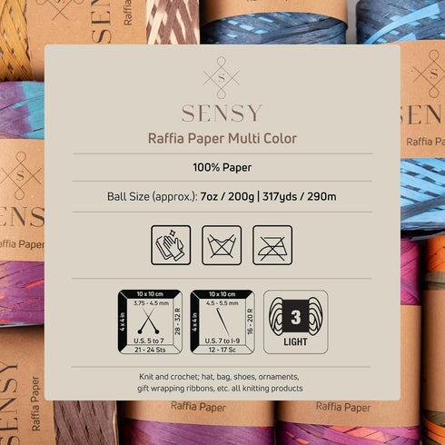 Sensy Premium 317 Yards%100 Paper Multi-Color Raffia Paper Craft Ribbon Packing Paper Twine (401)...