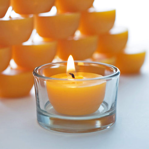 Serenibee Beeswax Tea Light Candles - 100% Pure Beeswax with One Reusable Glass Candle Holder and Reusable Cotton Bag Eco Friendly Gift Set(12)...