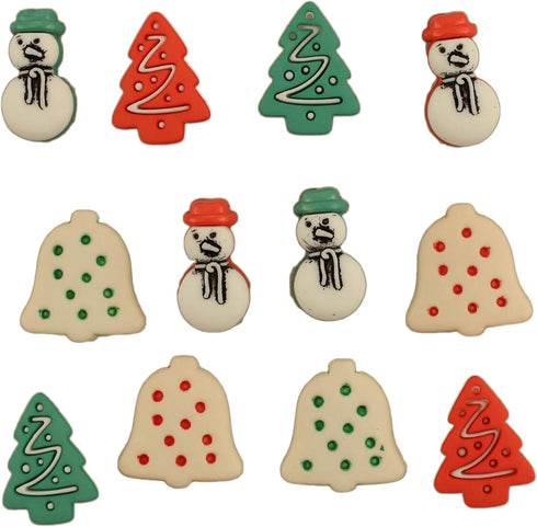 Buttons Galore 60+ Assorted Christmas Buttons for Sewing & Crafts - Set of 6 Button Packs - Gingerbread, Presents, Chirstmas Trees & More...