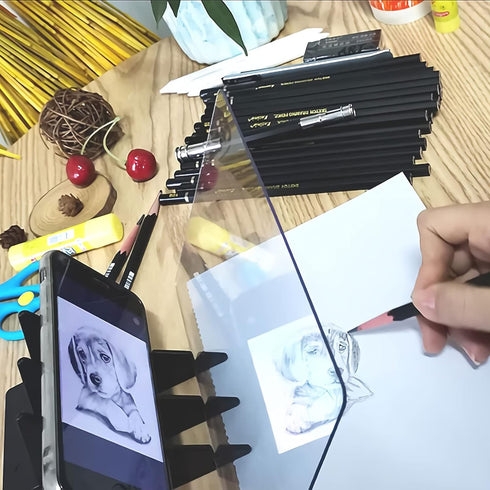 Optical Drawing Board Image Reflection Projector Tracing Drawing Board Projector Reflective Sheet Easy Paint Sketch Assistant DIY Sketch Painting ...
