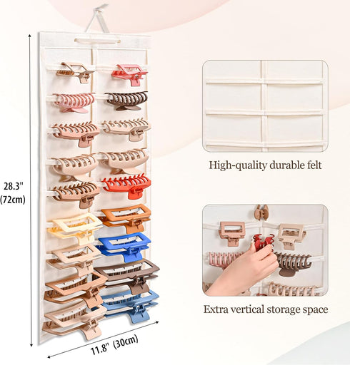Lolalet Hair Claw Clip Organizer, 1 Pack Hanging Hair Clip Organizer Storage for Women Girl, Wall-Mounted Hair Claw Clip Holder Organizer, Claw Cl...