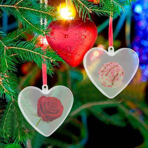 Jangostor 20 Packs Clear Heart Ornaments Balls Valentine‘s Day Ornaments Ball to Fill, DIY Plastic Fillable Valentine Decorations Tree Balls Baubl...