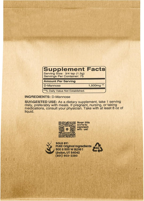 Pure Original Ingredients D-Mannose (4oz) Non-GMO, Dietary Supplement, Lab-Verified (4 Ounce)...