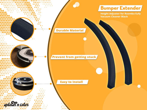 SplashNColor Bumper Extender for Roomba & Eufy Vacuum Cleaners - Prevents Stuck Vacuum Cleaners - Height Adjustable Compatible Design...