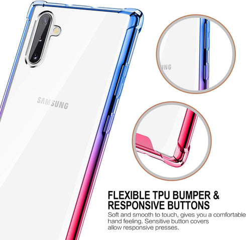 SALAWAT Samsung Galaxy Note 10 Case, Clear Galaxy Note 10 Case Cute Gradient Slim Phone Case Cover Reinforced TPU Bumper Shockproof Protective Cas...