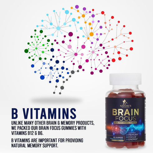 Brain Supplement for Memory & Focus, Nootropics for Concentration, Mental & Cognitive Support, Brain Vitamins with B6, B12, Phosphatidylserine, En...