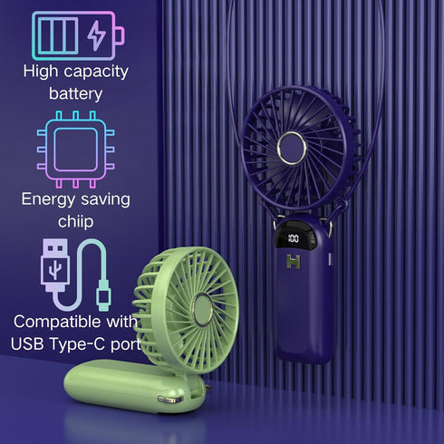 Handheld Fan Battery Operated face fan Small Personal Portable Fan Speed Adjustable USB Rechargeable Fan for Kids Girls Women Men Home Office Indo...