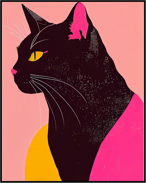 Posterizer 1 pcs-cute colorful art for cat lovers-Abstract & Modern Art-Art for Animal Lovers-Gift for Men Women Entrepreneur Teens - UNFRAMED Wal...