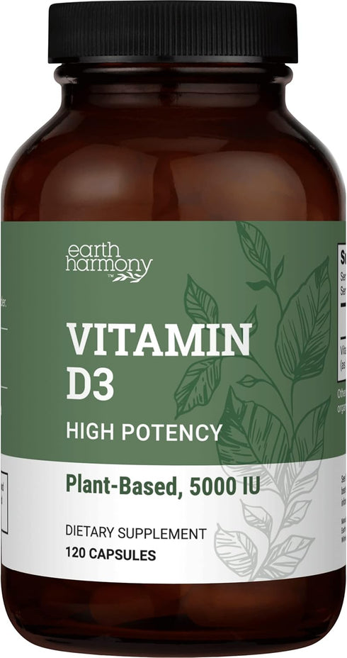 Vegan Vitamin D3 5000 iu Supplement - Pure, High Potency D3 Vitamin 5000 iu Supplements For Immune Health & Strong Bones Support - Vitamin D 5000 ...