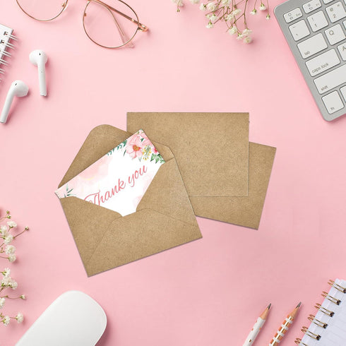 ACSTEP 100PACK Brown Kraft Gift Card Envelopes Credit Card Size Mini Envelopes Tiny Pocket Envelopes For Business Card, Small Note Cards 4X2.75 In...