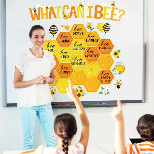 39 Pcs Bee Bulletin Board Set Bee Inspirational Bulletin Board Decor Honey Bees Cutouts with Adhesive Dots Bee Classroom Bulletin Board Decoration...
