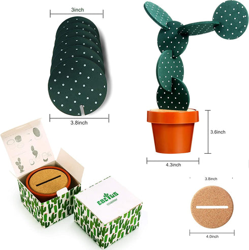 Cactus Coasters Set for Drinks of 6 Pieces,Funny Coasters Cactus Gift with Flowerpot Holder for Home Office Bar Decor...