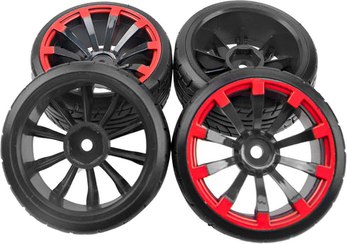 1/10 RC Drift Tire Hard Plastic Tires & 12mm Hex Hub Wheel Rims Compatible with Traxxas HSP Tamiya Kyosho Himoto HPI Redcat MST 1/10 On-Road RC Dr...