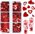 6 Grids Heart Nail Sequins 3D Holographic Nail Glitter Flakes Acrylic Nail Art Supplies Red Love Hearts Shaped Nail Glitter Sequins Valentine's Da...