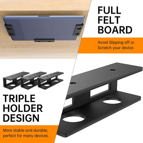 3 PCS Under Desk Laptop Mount with Anti-Scratch Felt Board,Under Desk Laptop Holder Tray,Durable Under Desk Shelf for Laptop/Keyboard Storage...