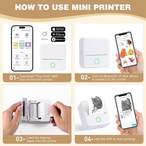 Thermal Mini Printer, Portable Inkless Sticker Maker, Bluetooth Printer for Phone, Wireless Label Printer with Tape, Free Cut Small Pocket Printer...