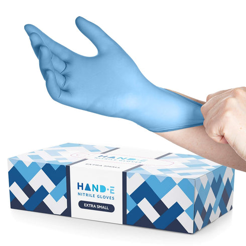 Hand-E Touch Blue Nitrile Disposable Gloves X Small 100 Count - Latex Free Medical Exam Gloves, Powder Free Food Safe Cooking Gloves...