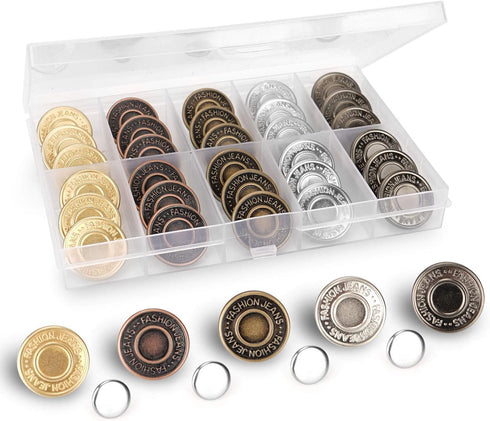 40 Sets Jeans Button Replacement 20mm, Premium Denim Buttons, Pants Button Replacement with Split Storage Box?Suitable for Jeans, Denim, Skirts, B...