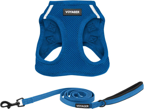 Voyager Step-in Air All Weather Mesh Harness and Reflective Dog 5 ft Leash Combo with Neoprene Handle, for Small, Medium and Large Breed Puppies b...