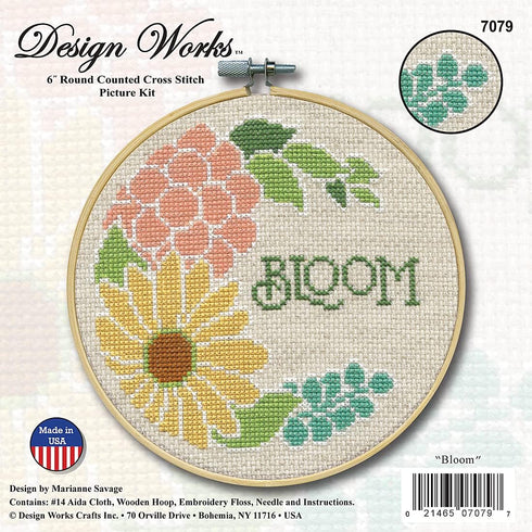 Design Works Crafts Bloom Counted Cross Stitch Kit with Hoop...