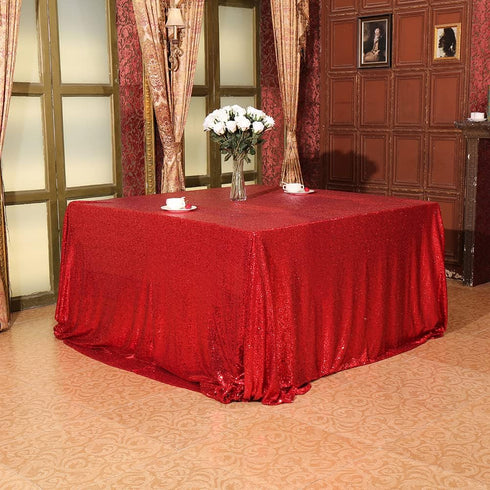 Eternal Beauty Red Square Sequin Tablecloth Sparkly Overlay for Wedding Party Birthday Baby Shower Christmas 48"x48"...