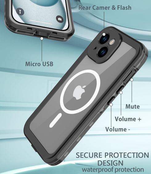 for iPhone 15 Plus Case Waterproof,Shockproof Dustproof IP68 Waterproof iPhone 15 Plus Case Built-in Screen Protector Charging Magnetic Ring for i...