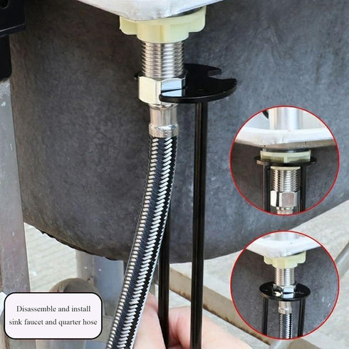2Pcs Multifunctional Sink Wrench, Basin Wrench Faucet Wrench, Universal Under Sink Wrench Faucet Tool, Faucet Hose Spanner Sink Basin Wrench Four-...