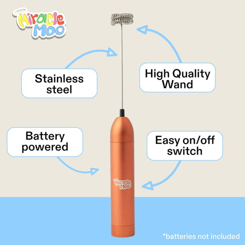 Whisk Milk Frother, Handheld Electric Frothing Wand, Foam Maker for Coffee, Colostrum, Matcha, Protein, Greens, Stainless Steel, Battery Operated,...