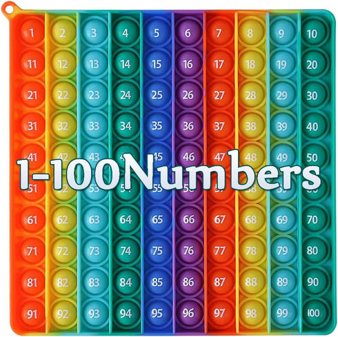 7.8in Big Size P0pp Math Toys , Rainbow Square Fidget Ttoy 100bubbles Stress Relieving Fidget Game for Teachers to Create Kinds of Math Manipulati...