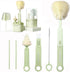 Travel Baby Bottle Brush ?6 in 1 Portable Nursing Bottle Brush Set with Silicone Bottle Brush,Drying Drain Pole,Nipple Brush,Straw Brush and Stora...