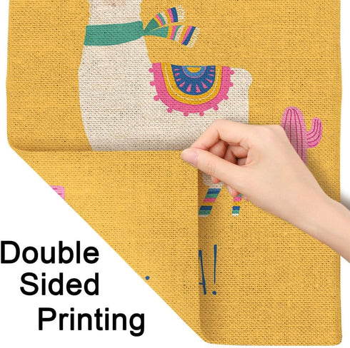 Moslion White Llama House Flag 28x40 Inch Alpaca Cactus Cute Animal Ethnic Scarf Hola Hello Yellow Large Yard Garden Flag Double-side Banners for ...