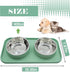 Double Dog Food Bowls Stainless Steel with No Spill Non Skid Silicone Mat Removable Dog Water and Food Bowls Set Durable Feeding Bowls for Small D...