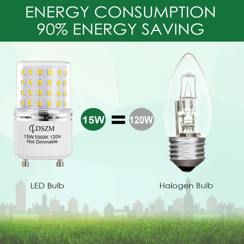 GU24 LED Bulb,15W GU24 LED TwistLock Bulbs Non-Dimmable GU24 LED Ceiling Light Bulb,120 Watt Equivalent 1200lm 5000K Daylight, Squat GU24 LED Ligh...